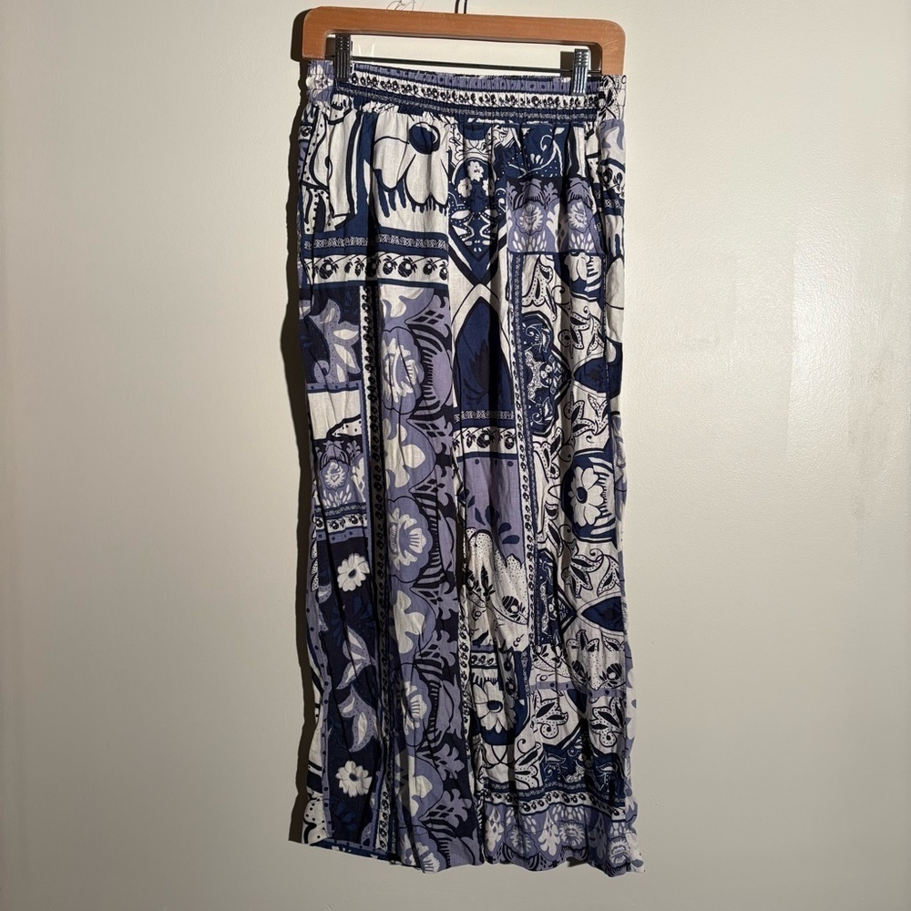 Christian Siriano Linen Blend Cropped Wide Leg Pants